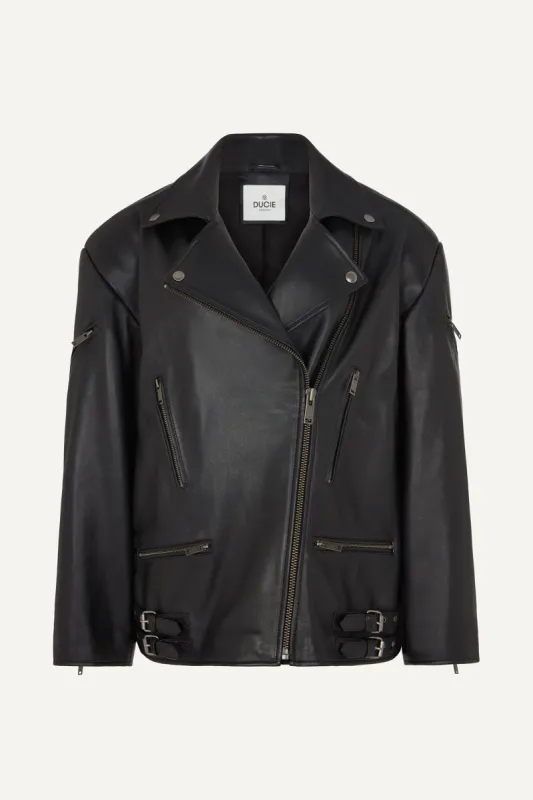 Samantha Leather Biker Jacket  - Black (W/S) RRP £695 sold by DUCIE