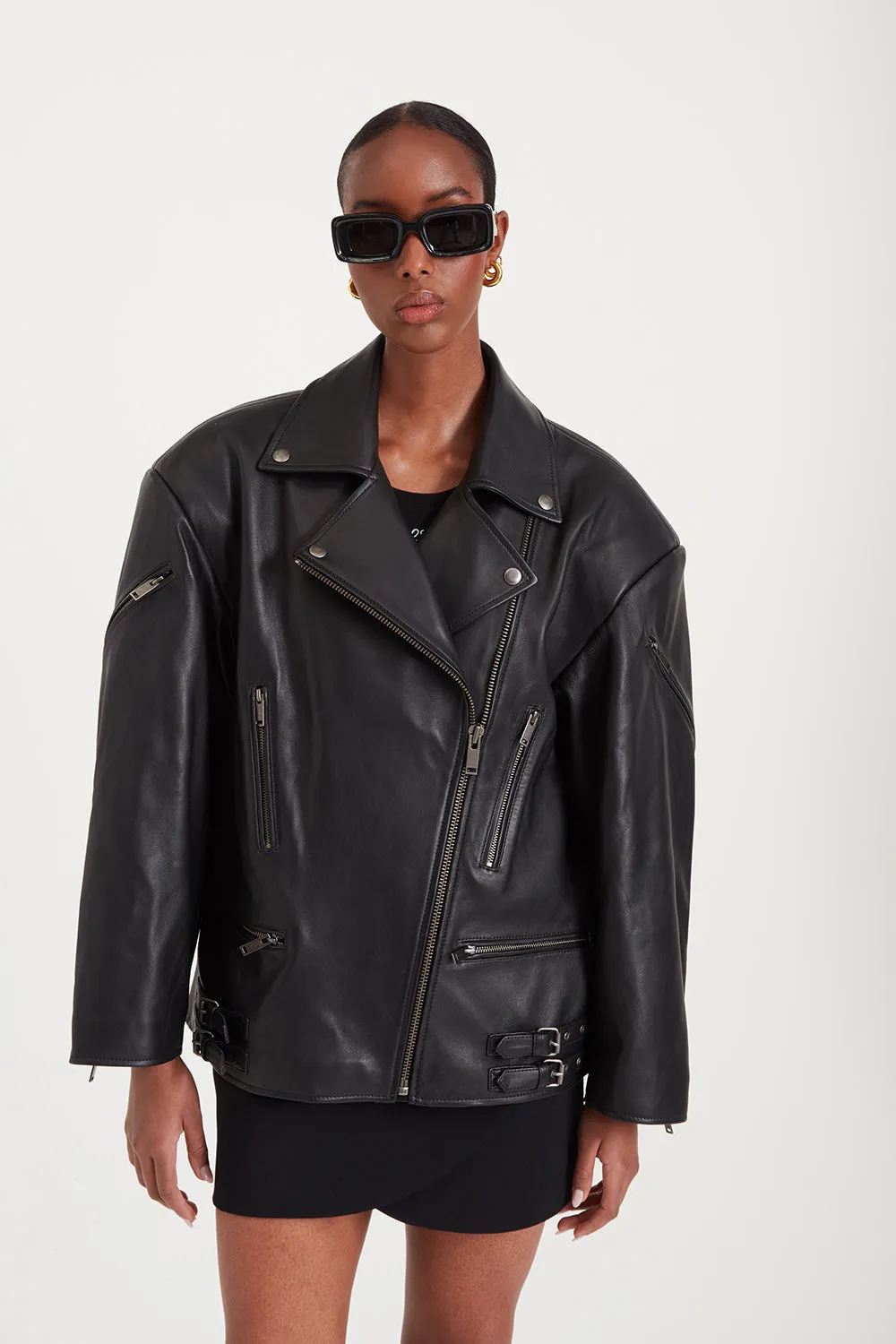 Samantha Leather Biker Jacket  - Black (W/S) RRP £695 sold by DUCIE product image thumbnail 3