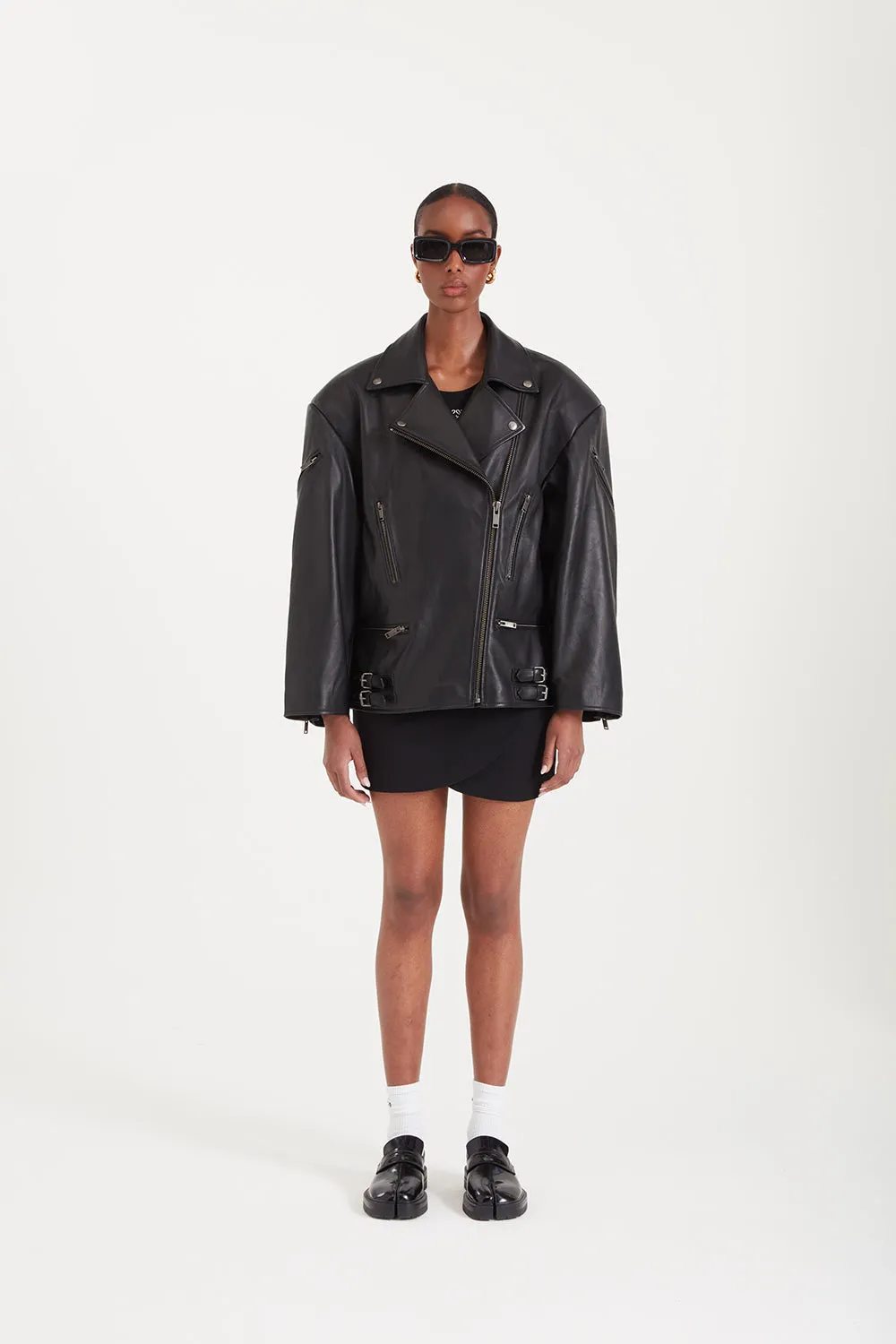 Samantha Leather Biker Jacket  - Black (W/S) RRP £695 sold by DUCIE product image thumbnail 2