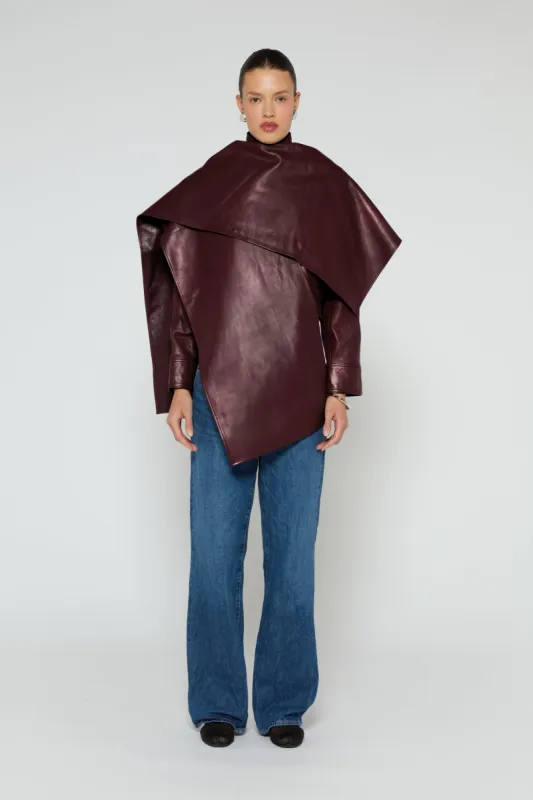 Naomi Leather Jacket with Scarf sold by DUCIE