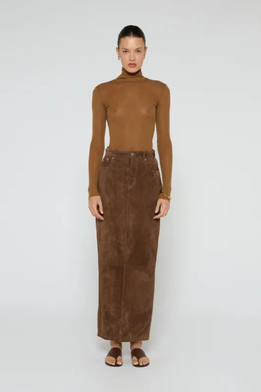 Chicago Suede Maxi Skirt sold by DUCIE