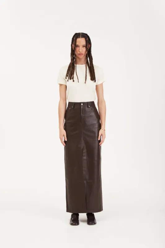 Chicago Leather Maxi Skirt sold by DUCIE