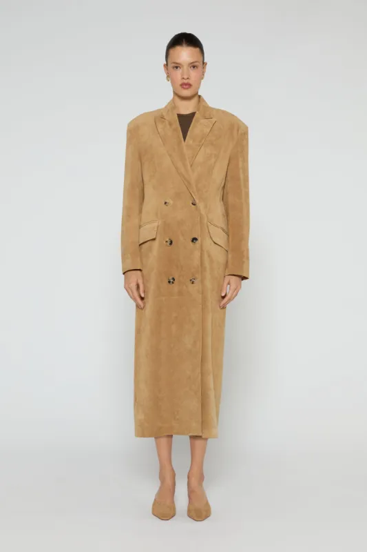 Aggie Suede Leather Coat made by DUCIE