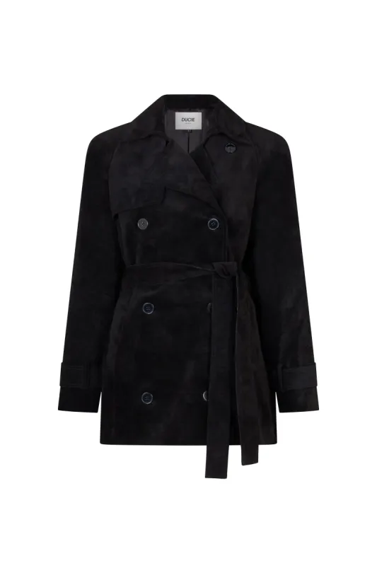 Lisa Suede Belted Jacket sold by DUCIE