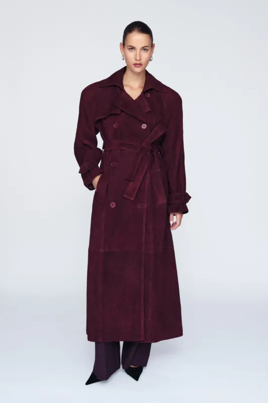 Corrin Suede Trench Coat sold by DUCIE