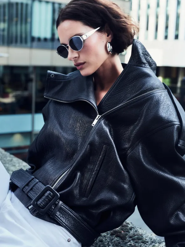 Serpa Grained Leather Jacket sold by DUCIE