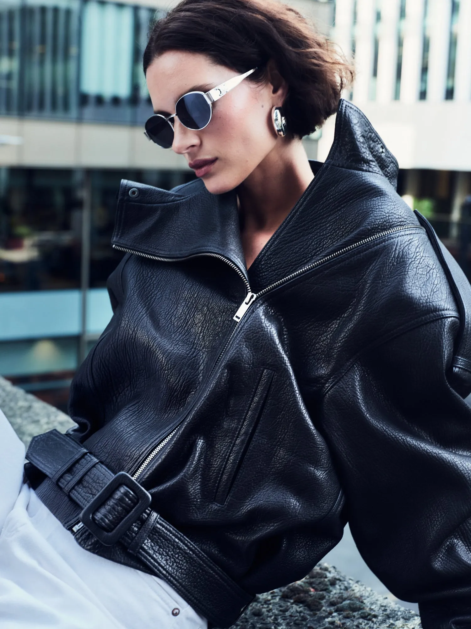 Serpa Grained Leather Jacket sold by DUCIE