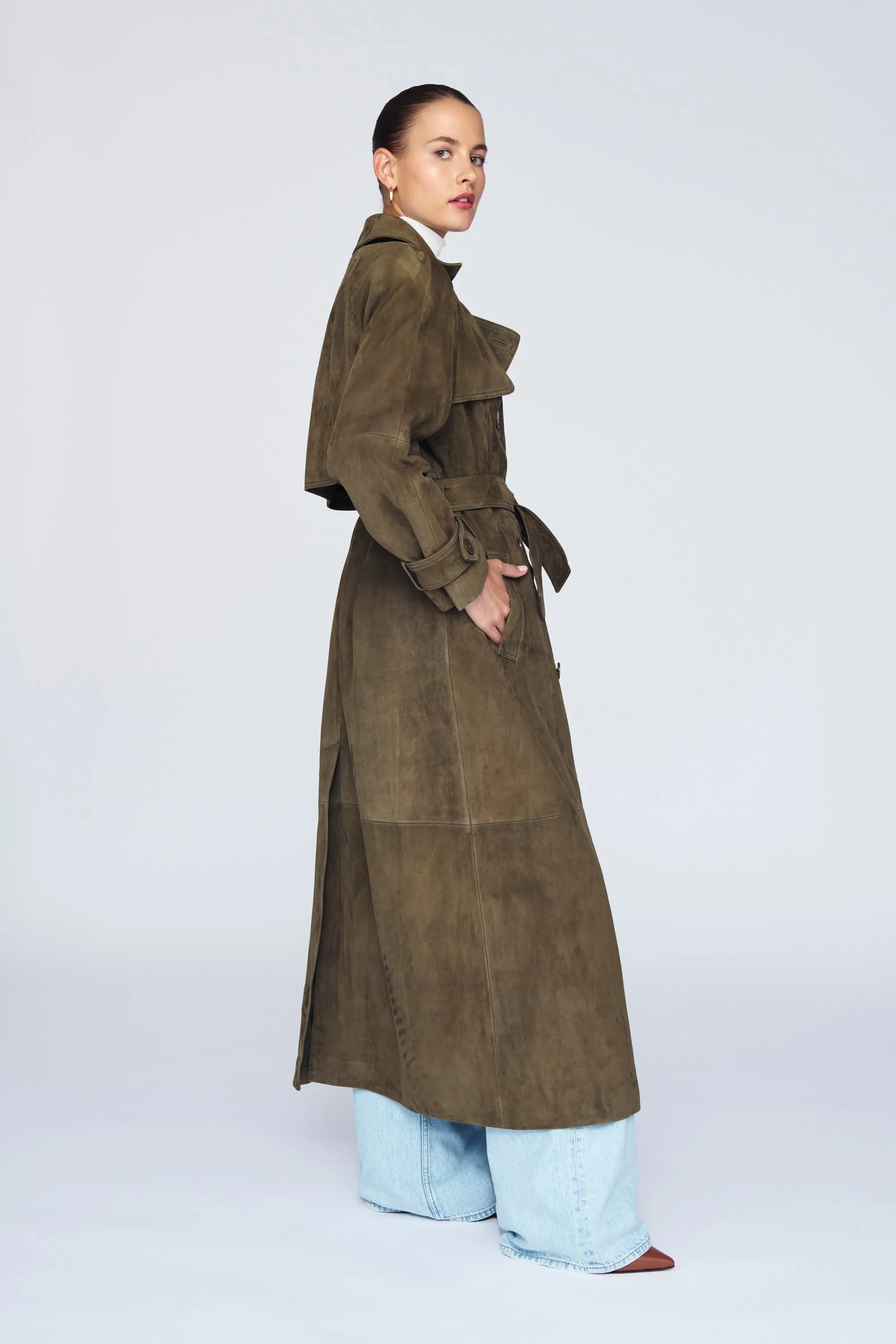 Corrin Suede Trench Coat sold by DUCIE product image thumbnail 2