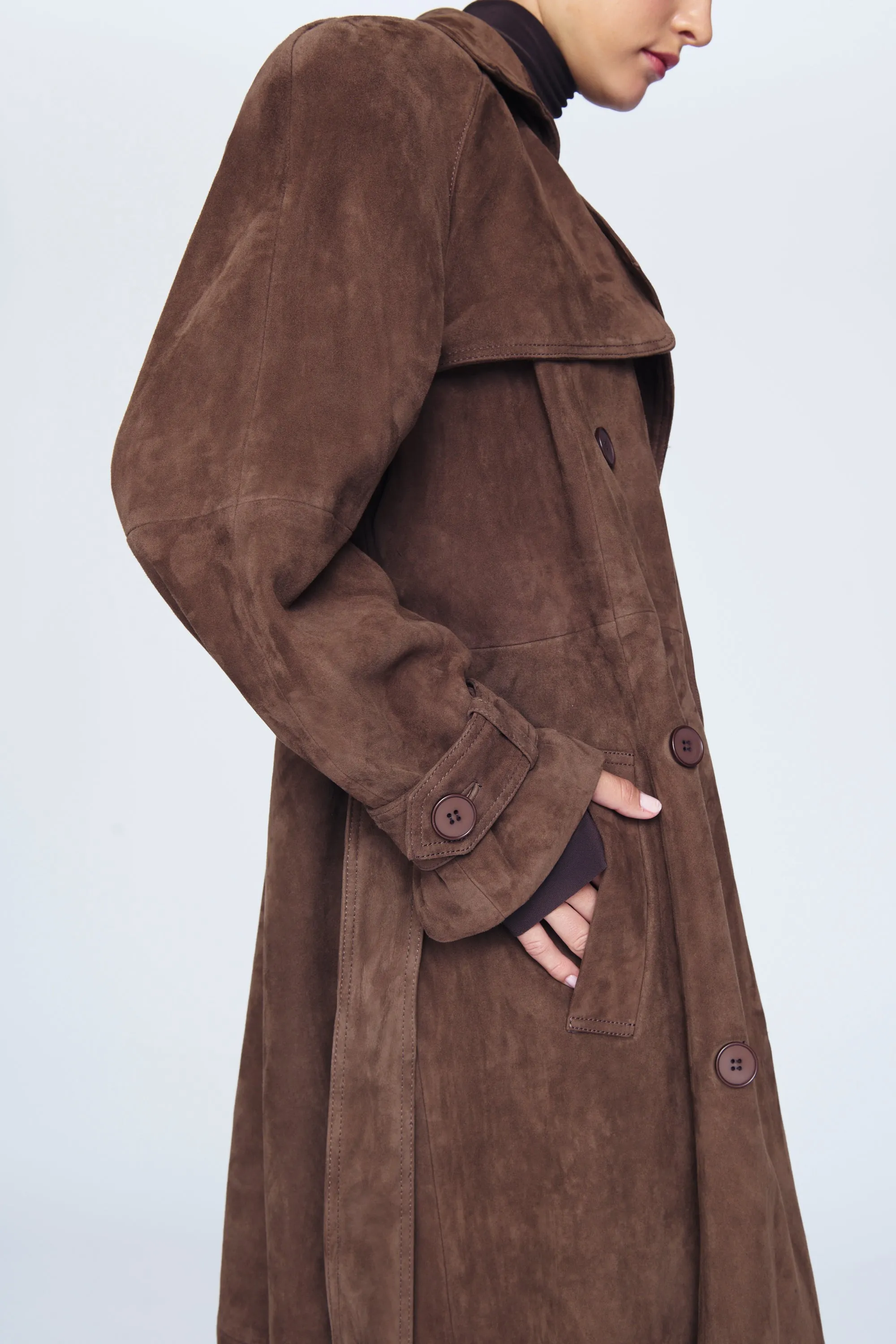 Corrin Suede Trench Coat - Pre Order sold by DUCIE product image thumbnail 4