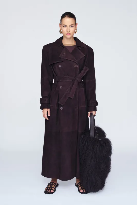 Corrin Suede Trench Coat sold by DUCIE