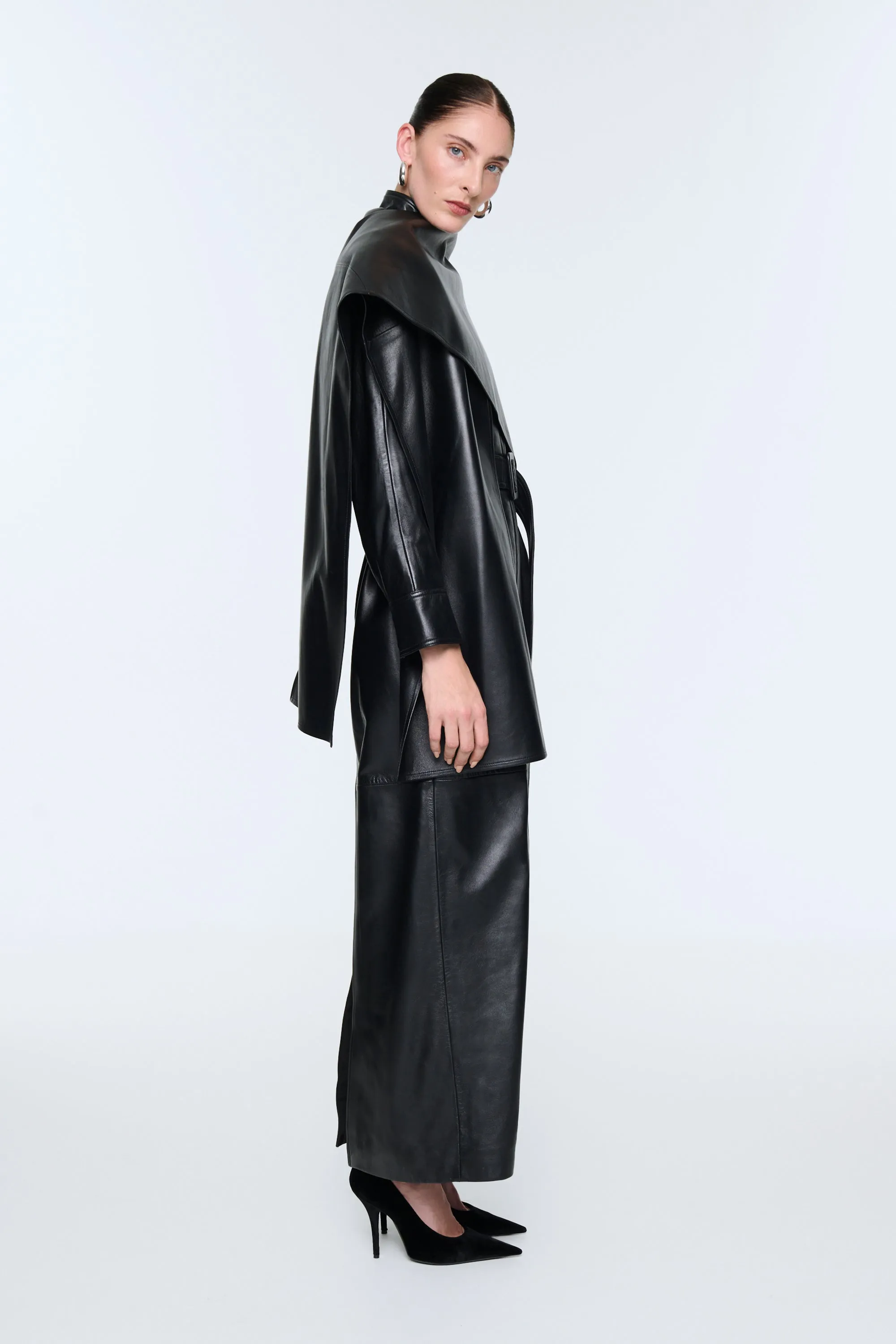 Nina Leather Coat with Scarf sold by DUCIE product image thumbnail 2