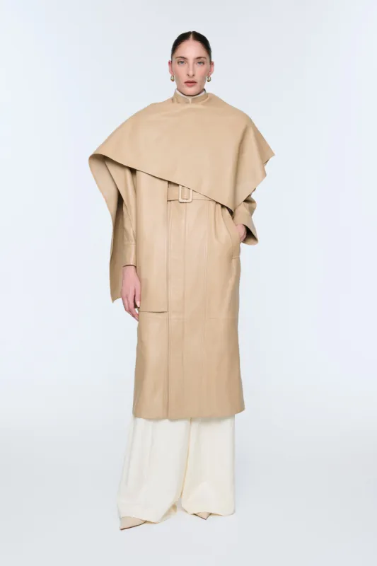 Nina Leather Coat with Scarf sold by DUCIE