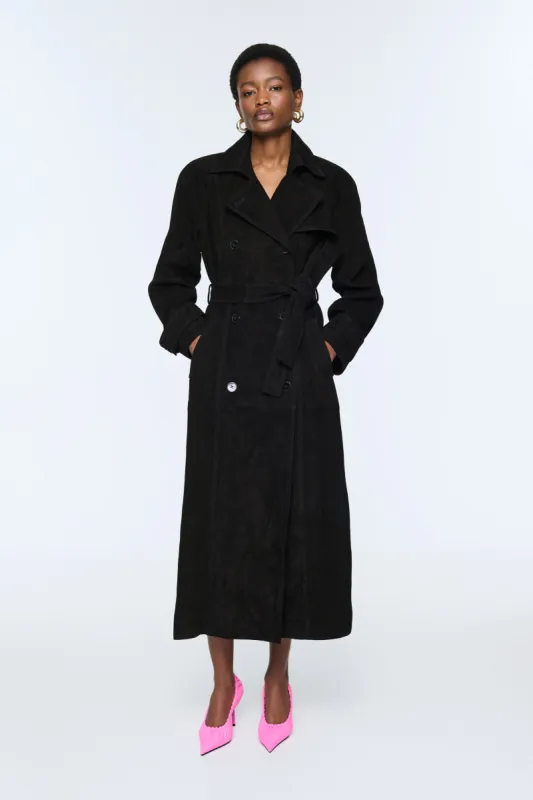 Corrin Suede Trench Coat sold by DUCIE