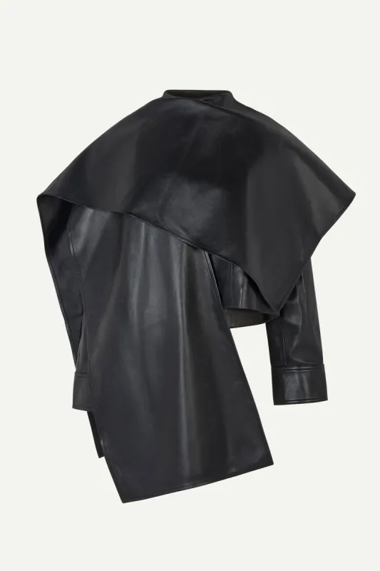 Naomi Leather Cape Jacket- Black (W/S) RRP £972 sold by DUCIE