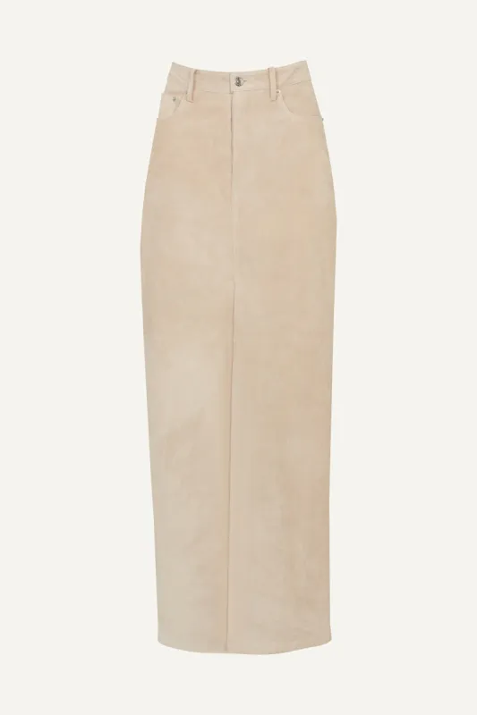 Chicago Suede Maxi Skirt - Creme (W/S) RRP £475 sold by DUCIE