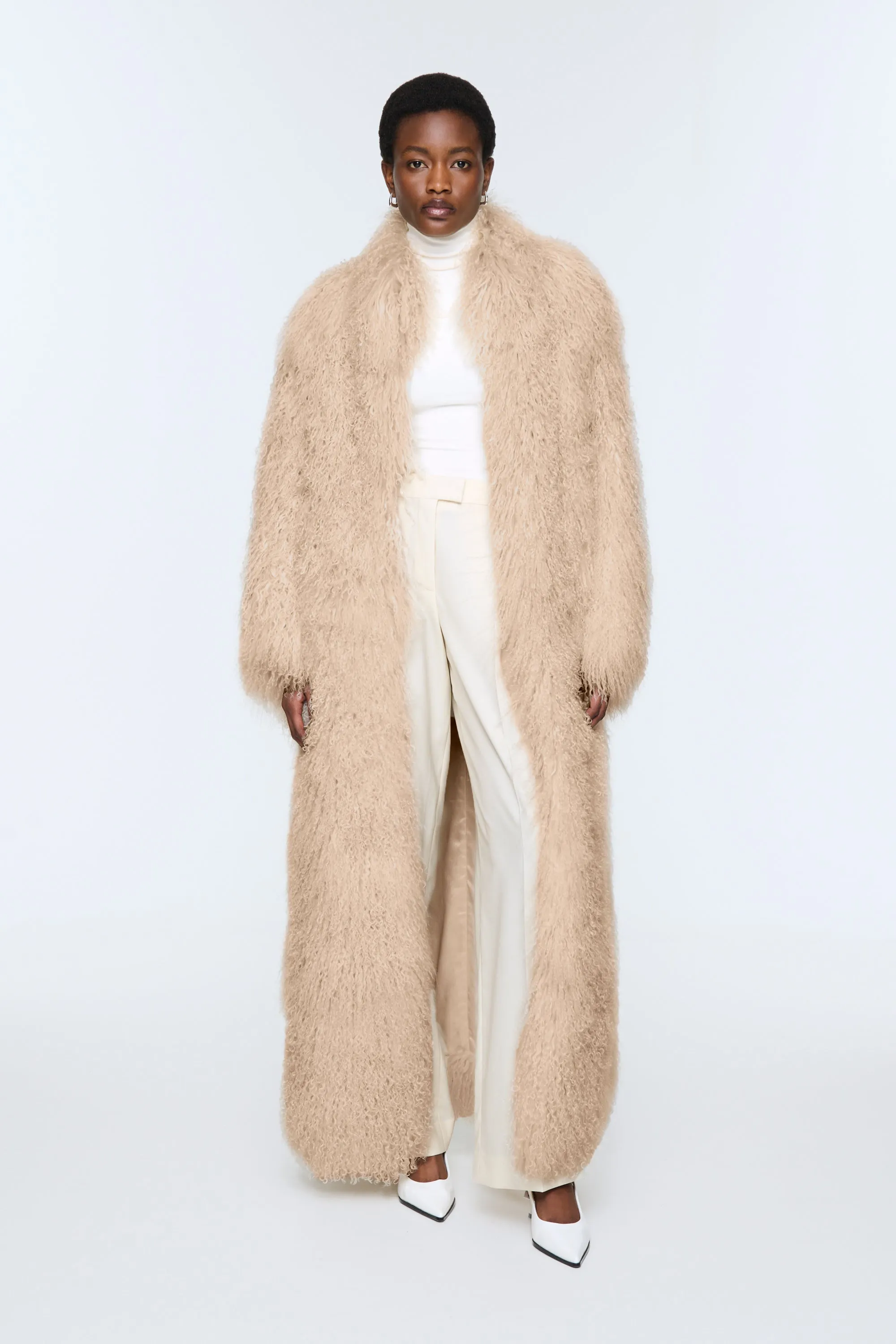 Faye Shearling Maxi Coat sold by DUCIE
