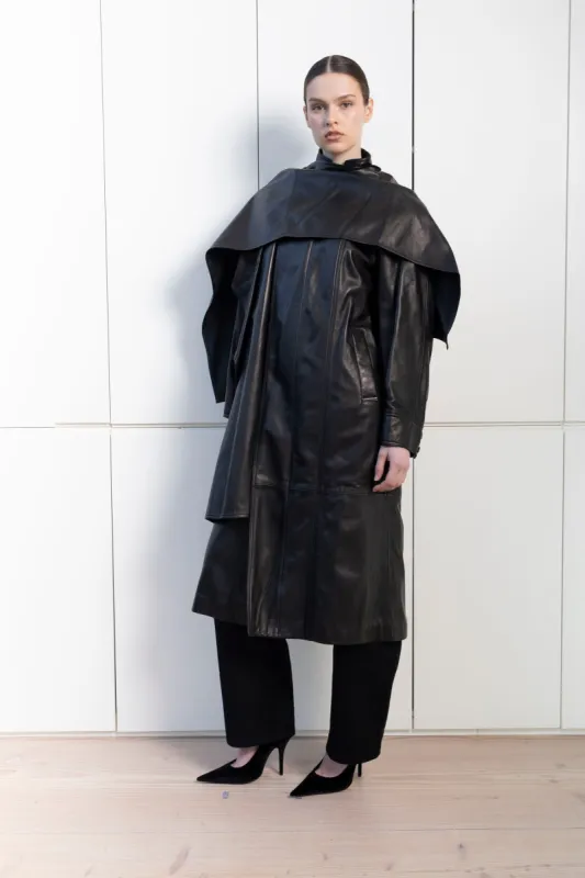 Nina Leather Coat with Scarf sold by DUCIE
