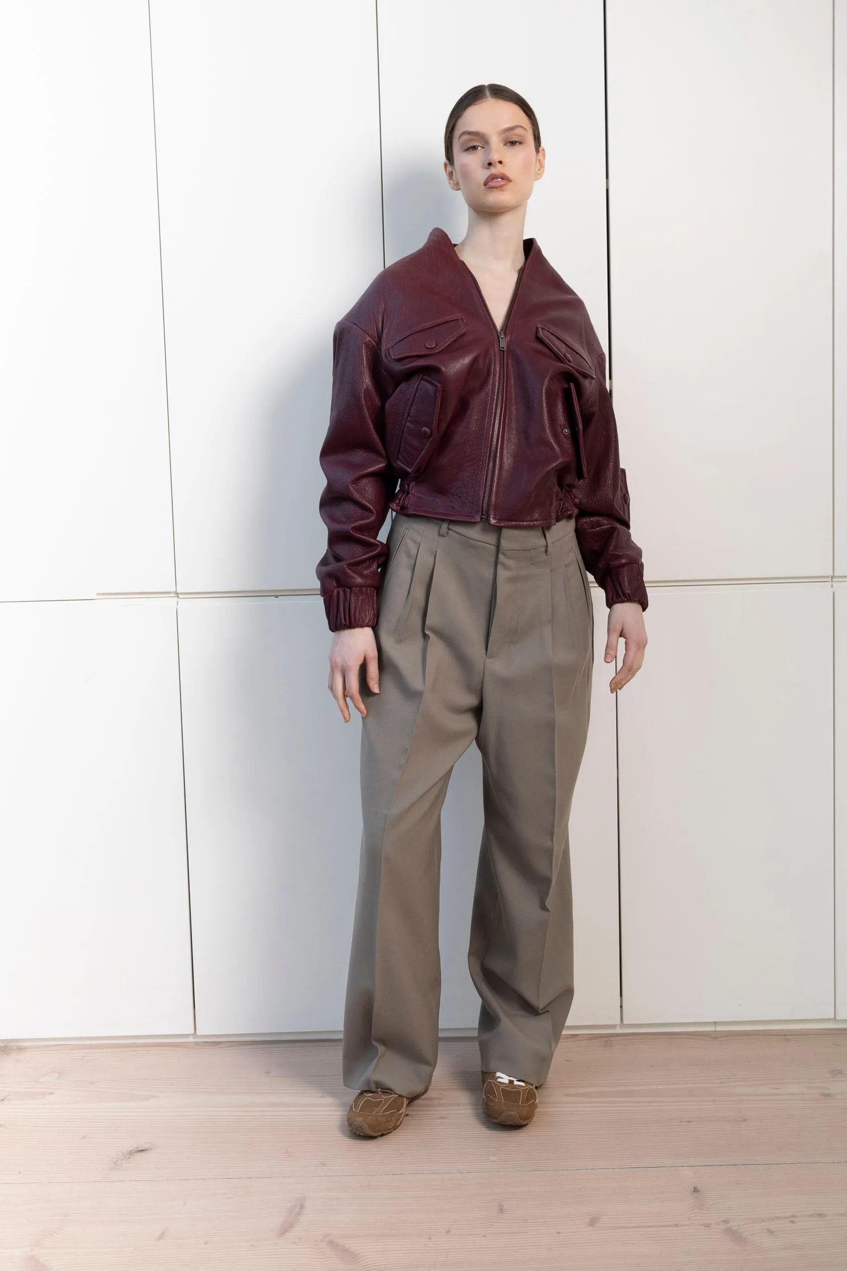 Frankie Leather Bomber sold by DUCIE