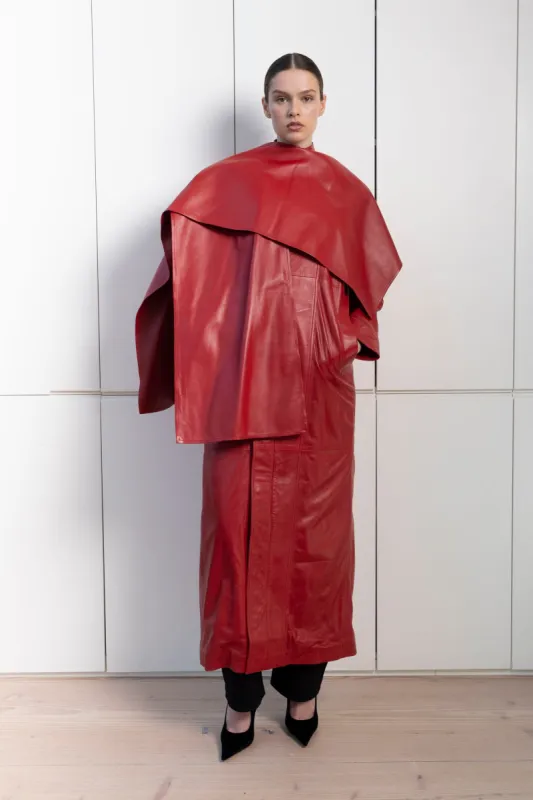 Nina Leather Coat with Scarf sold by DUCIE