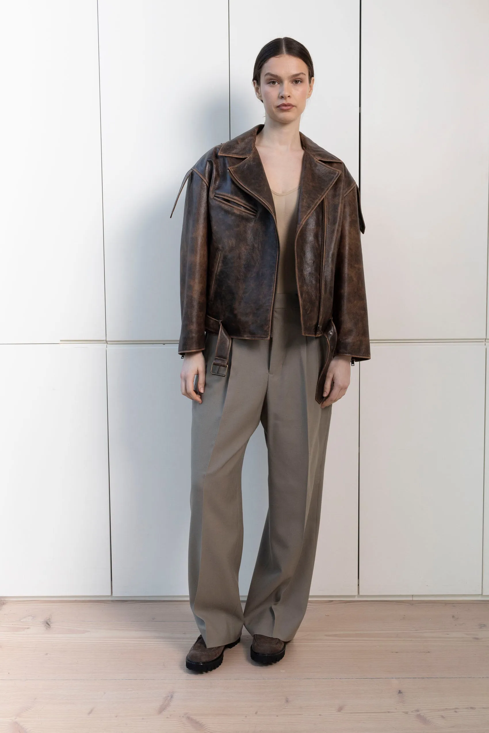 Samantha Leather Biker Jacket sold by DUCIE