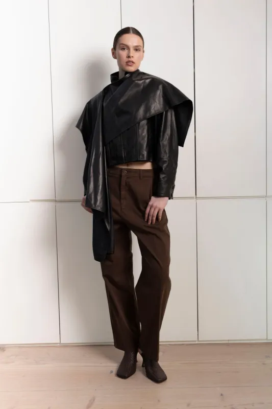 Naomi Leather Jacket with Scarf sold by DUCIE