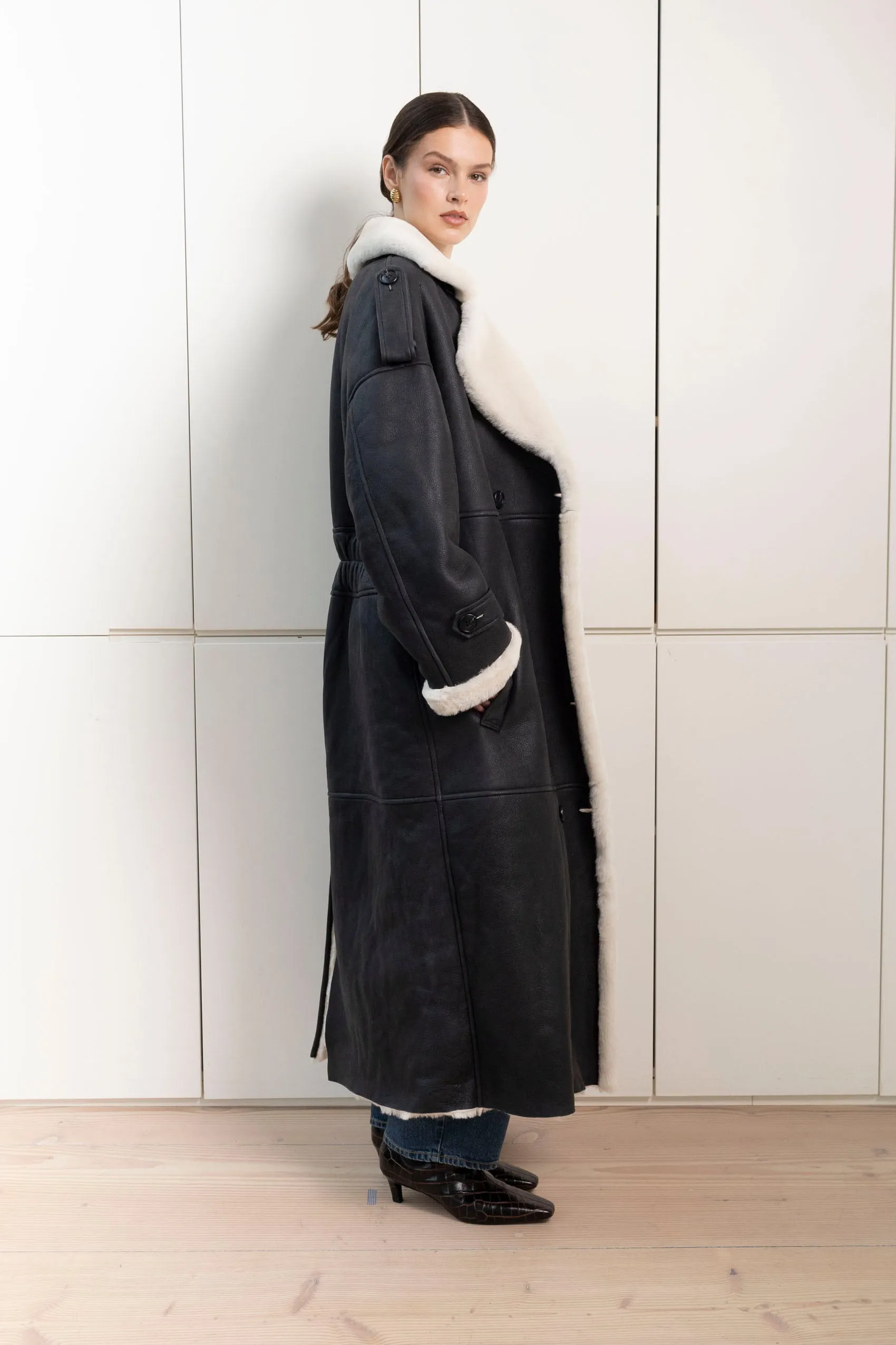 Evander Shearling Maxi Coat sold by DUCIE product image thumbnail 2