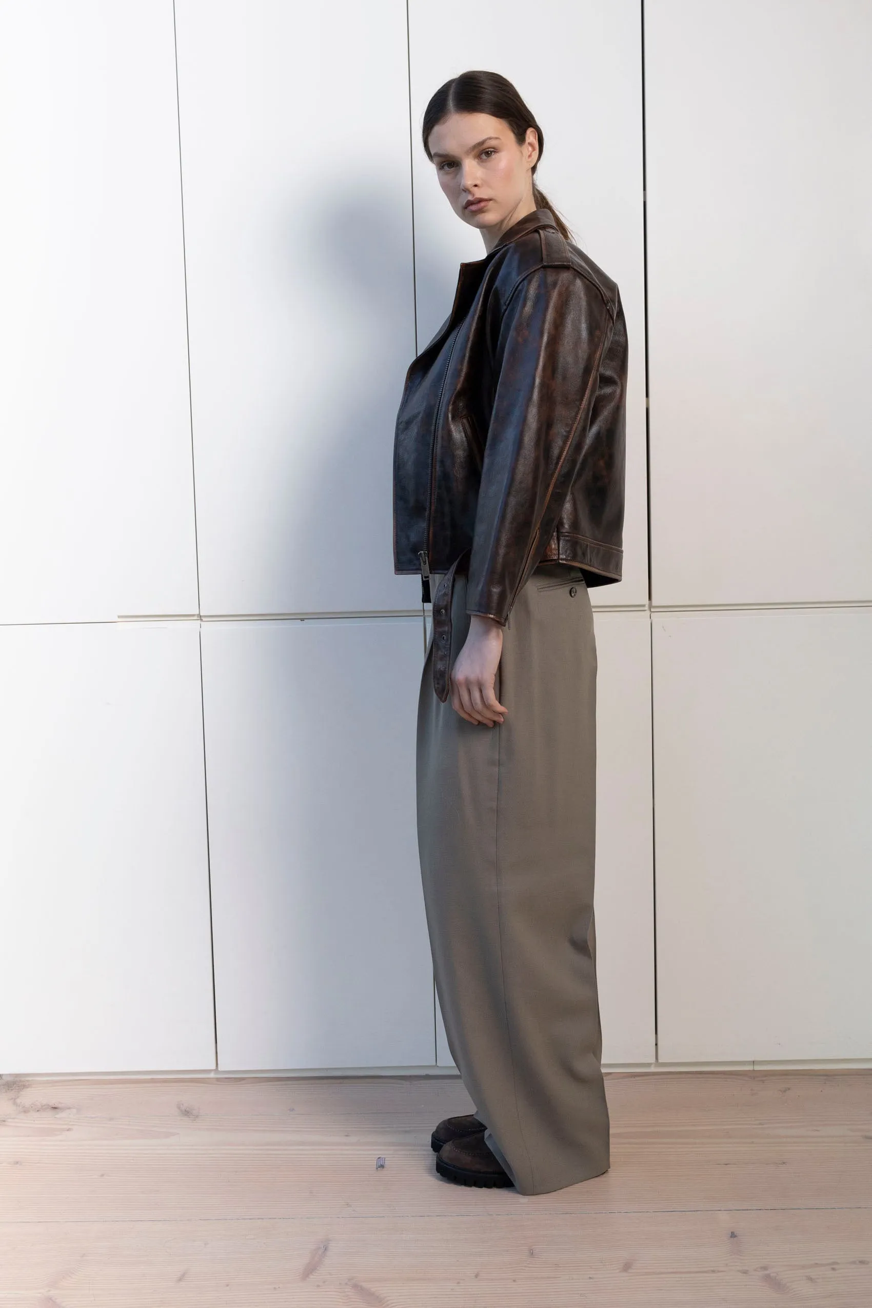 Samantha Distressed Leather Biker Jacket sold by DUCIE product image thumbnail 2