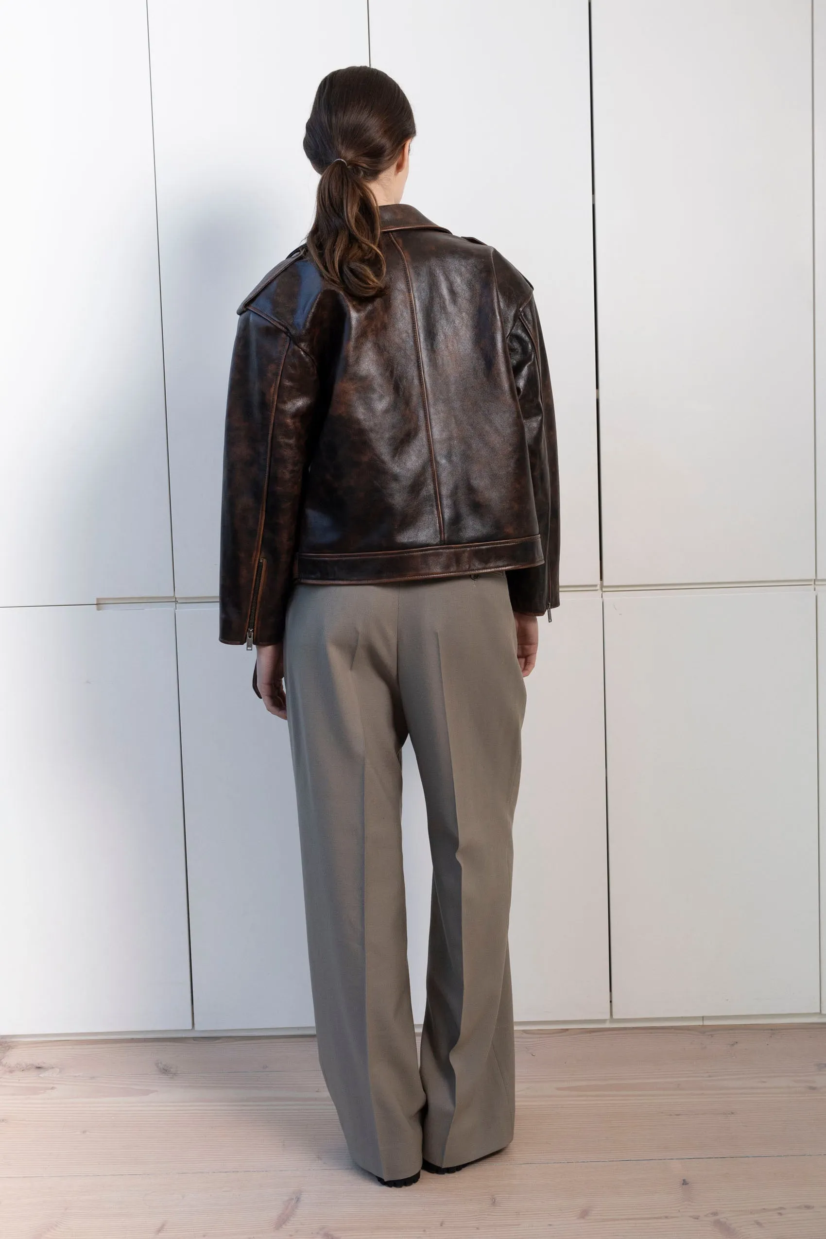 Samantha Distressed Leather Biker Jacket sold by DUCIE product image thumbnail 3