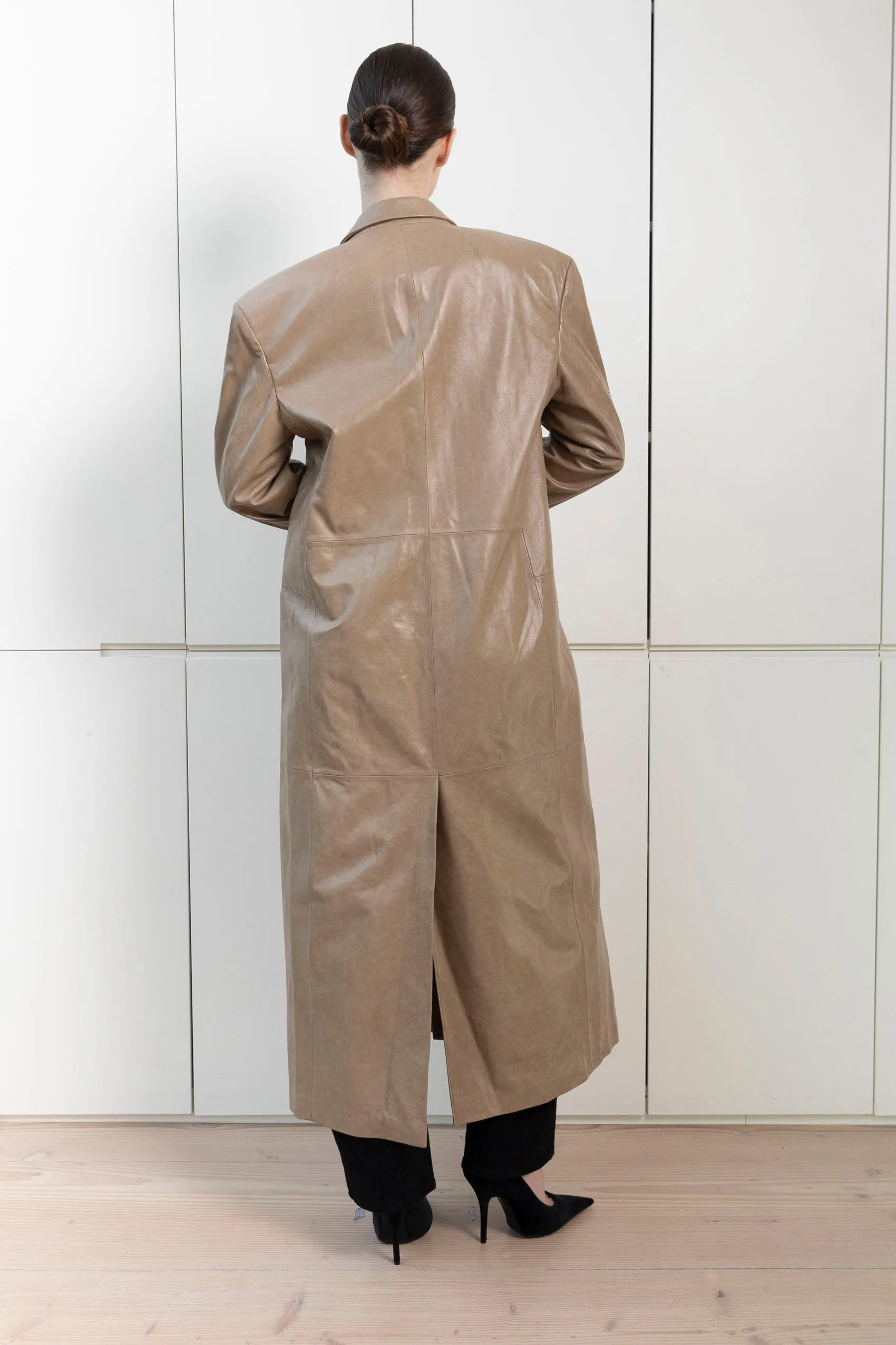 Aggie Leather Coat brown sold by DUCIE product image thumbnail 2