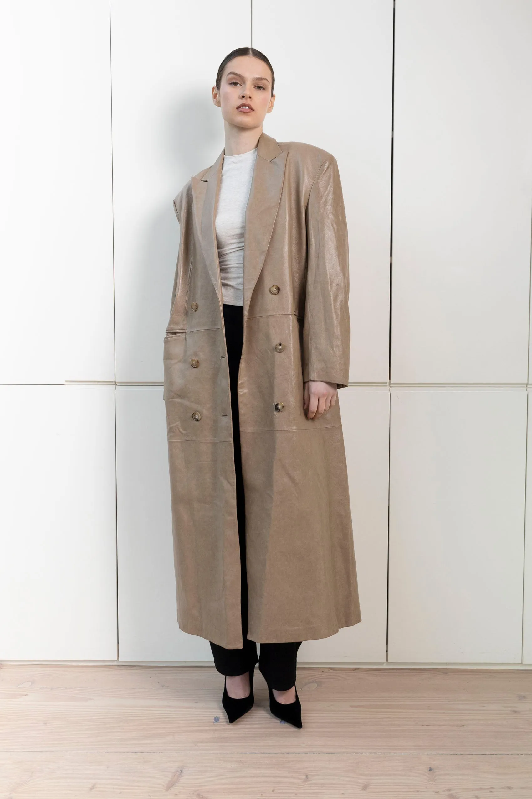 Aggie Leather Coat brown sold by DUCIE