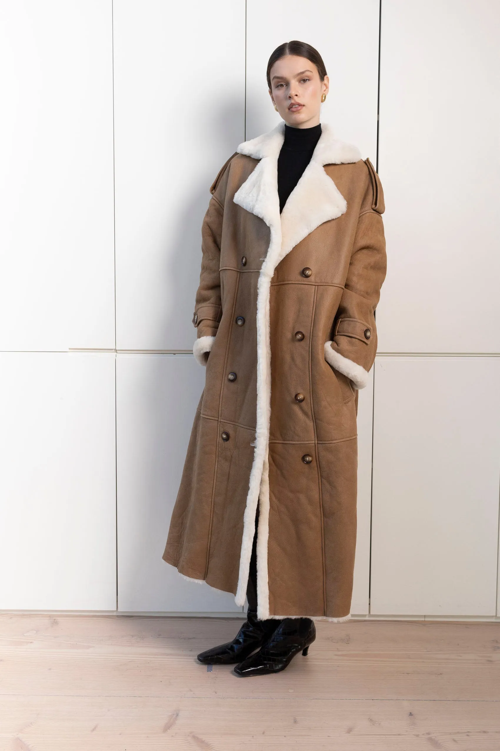Evander Shearling Maxi Coat sold by DUCIE