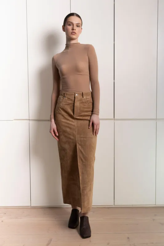 Chicago Suede Maxi Skirt sold by DUCIE