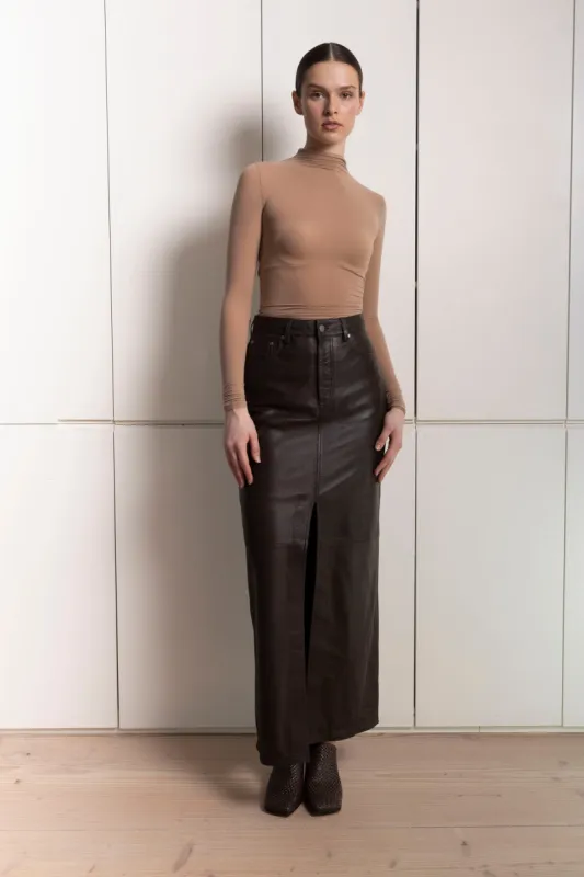 Chicago Leather Maxi Skirt sold by DUCIE