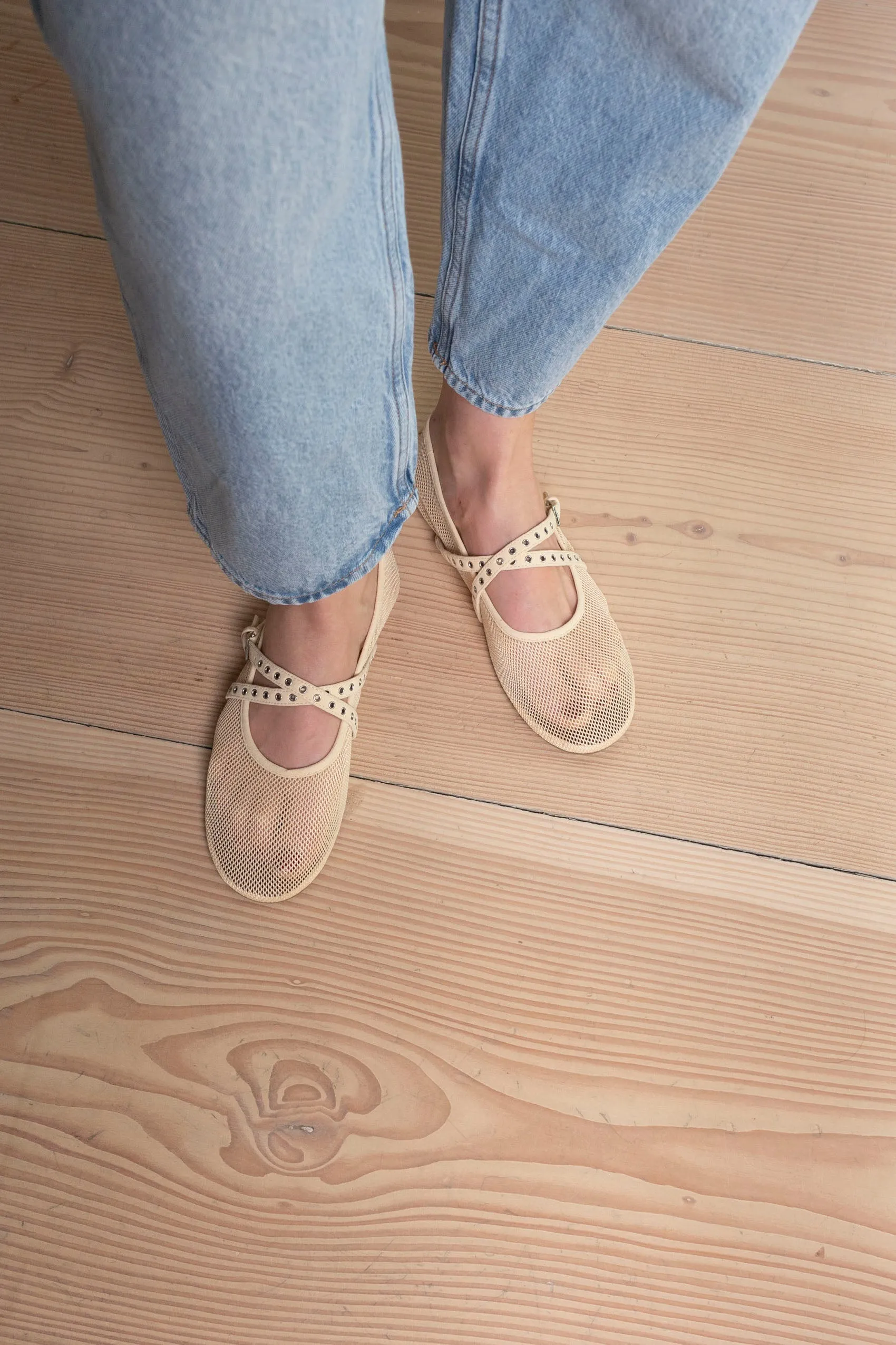 Maria Fishnet Flats sold by DUCIE