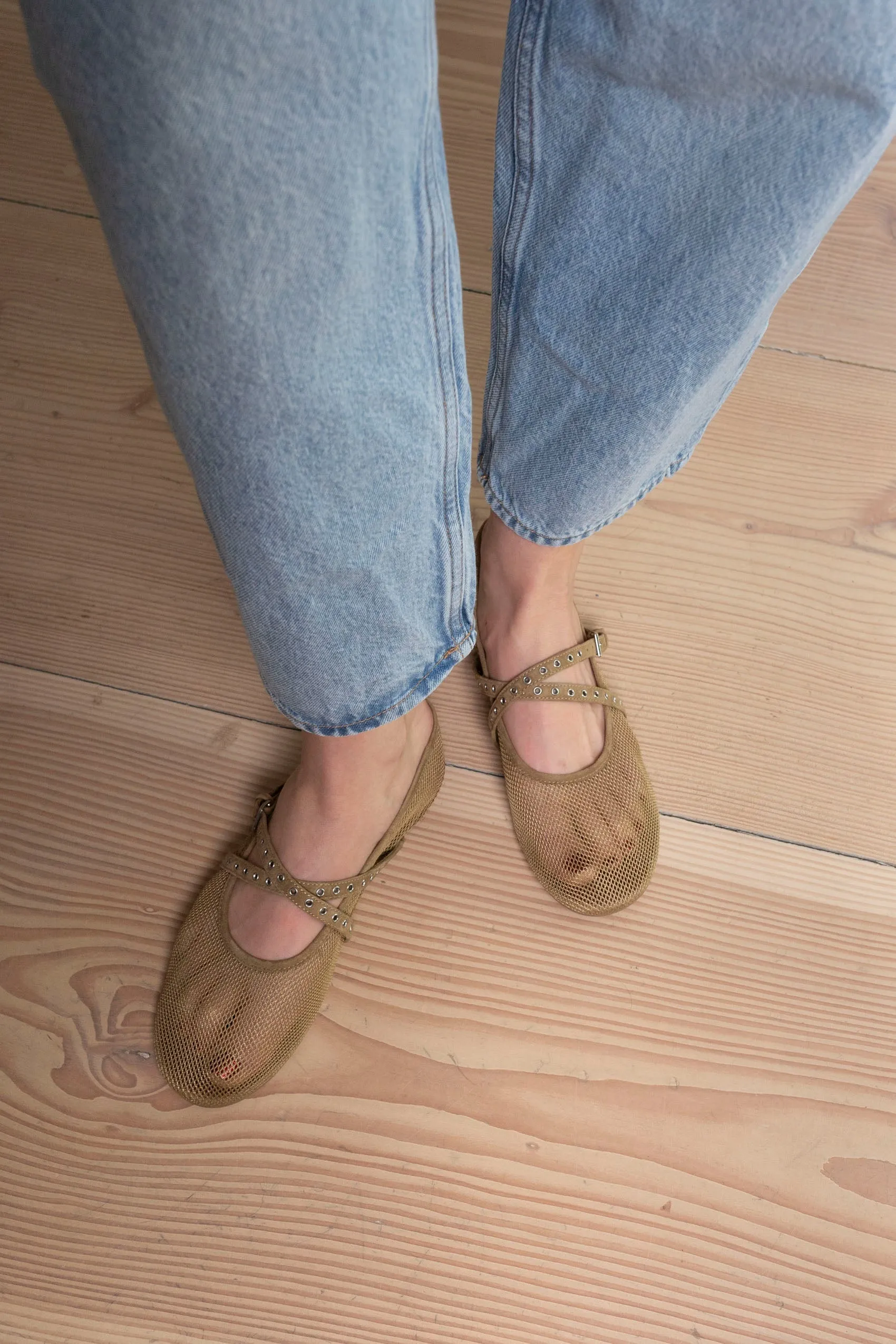 Maria Fishnet Flats sold by DUCIE