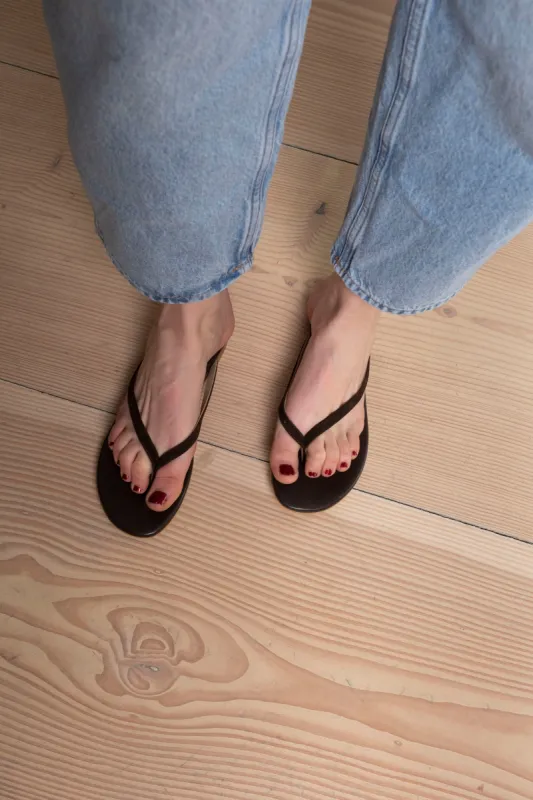 Lira Leather Flip Flops with suede sold by DUCIE