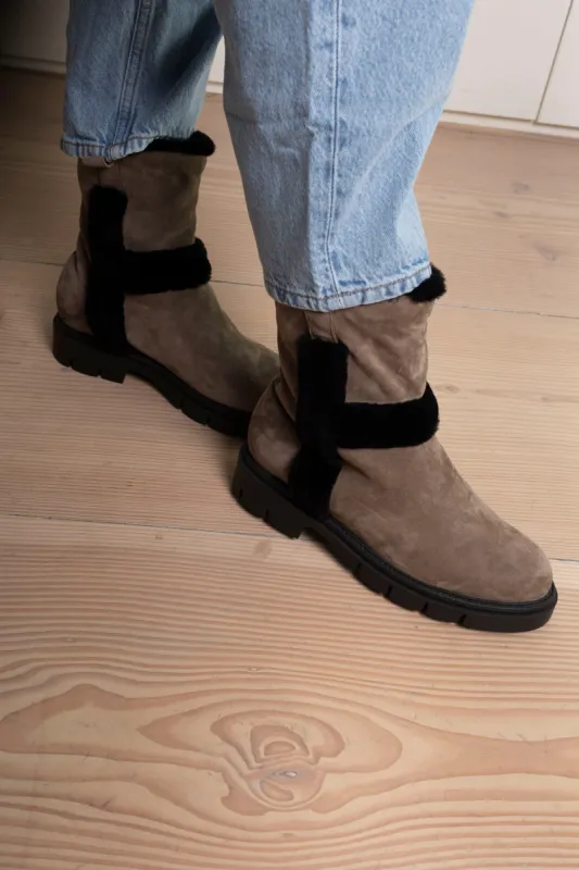 Uma Suede Fur Boots sold by DUCIE