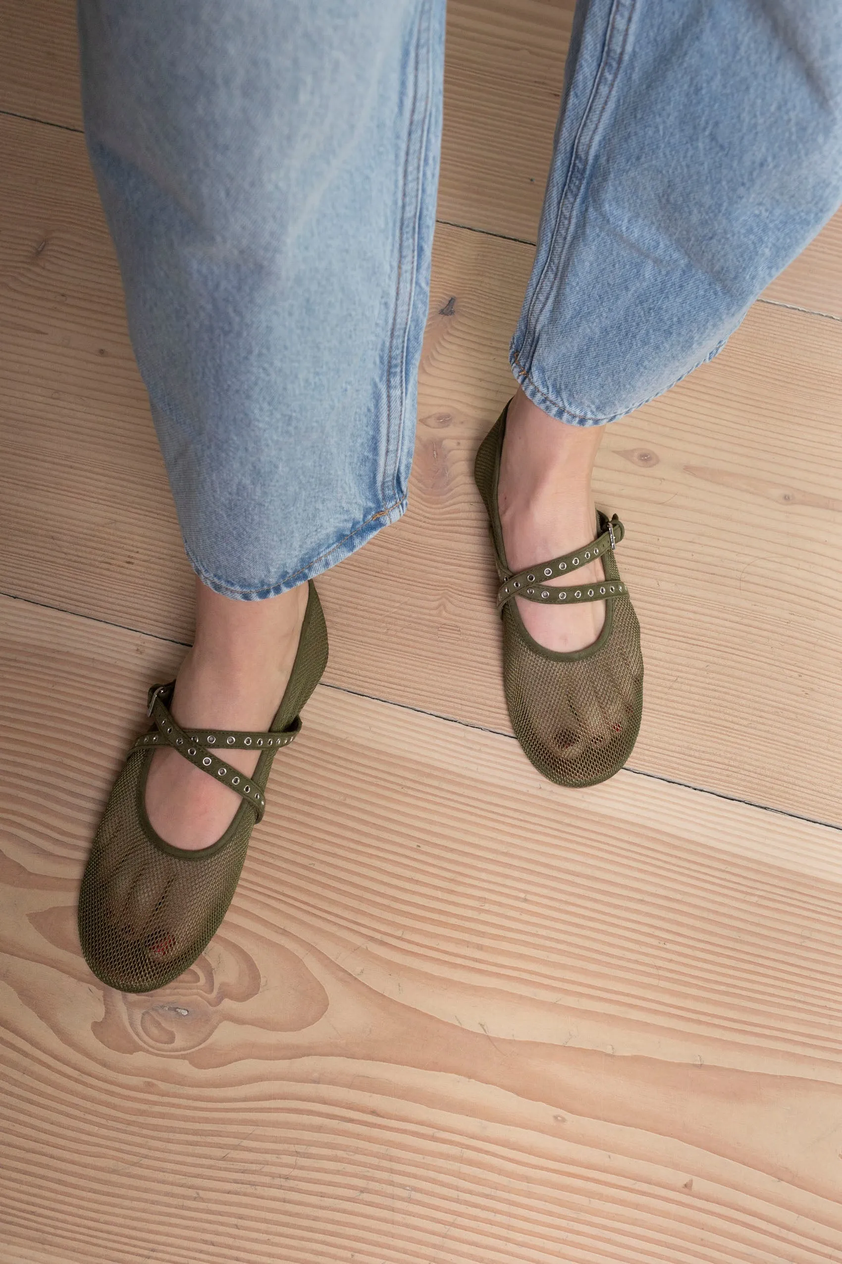 Maria Fishnet Flats sold by DUCIE