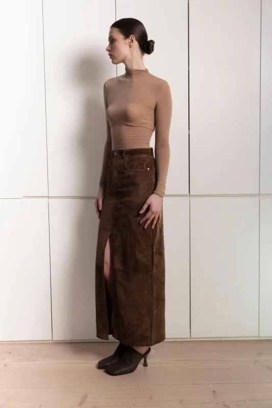 Chicago Suede Maxi Skirt sold by DUCIE