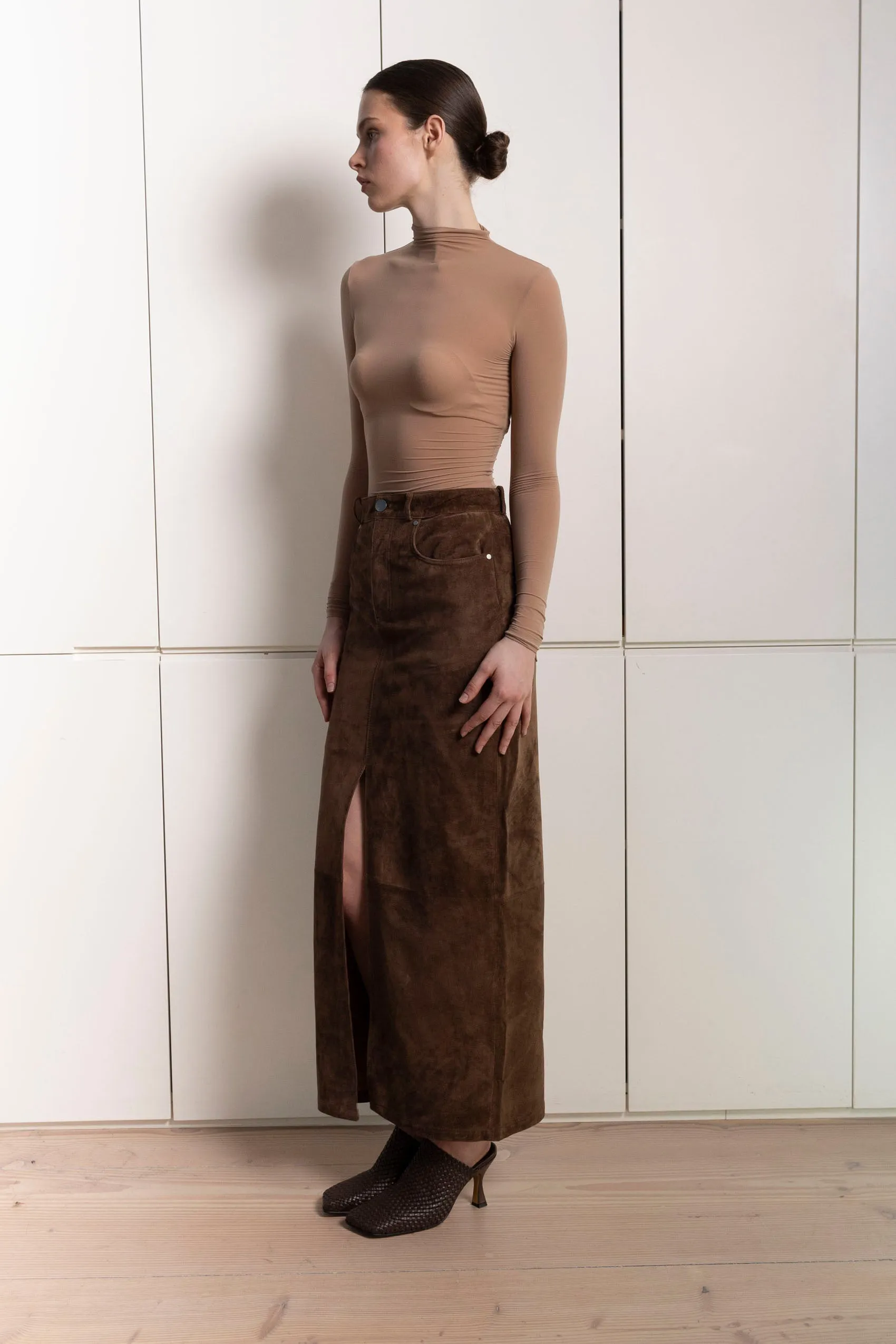 Chicago Suede Maxi Skirt sold by DUCIE