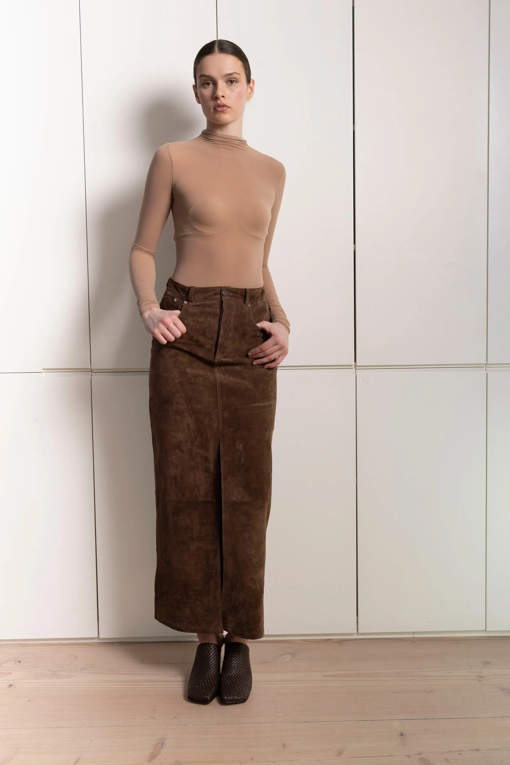 Chicago Suede Maxi Skirt sold by DUCIE product image thumbnail 3