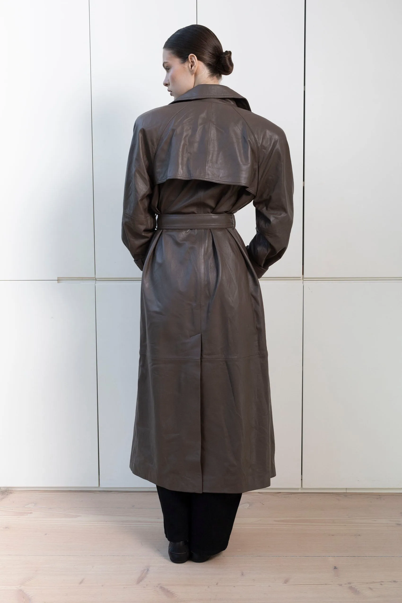 Corrin Leather Trench Coat sold by DUCIE product image thumbnail 2
