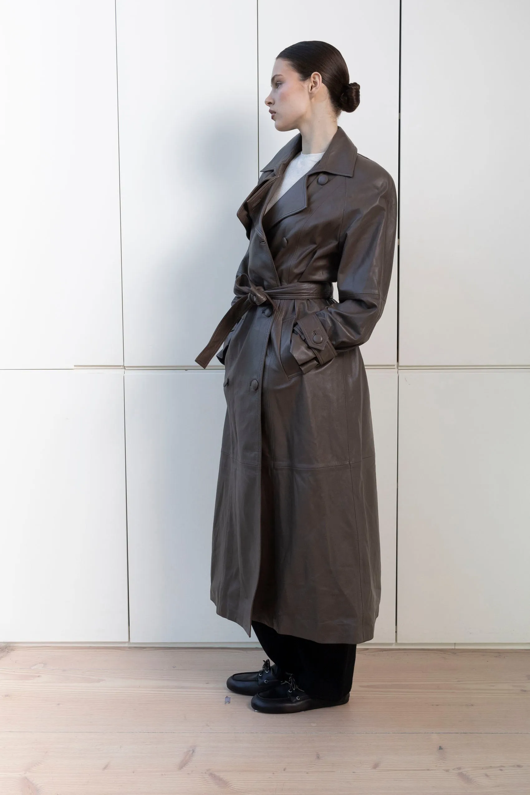 Corrin Leather Trench Coat sold by DUCIE product image thumbnail 3
