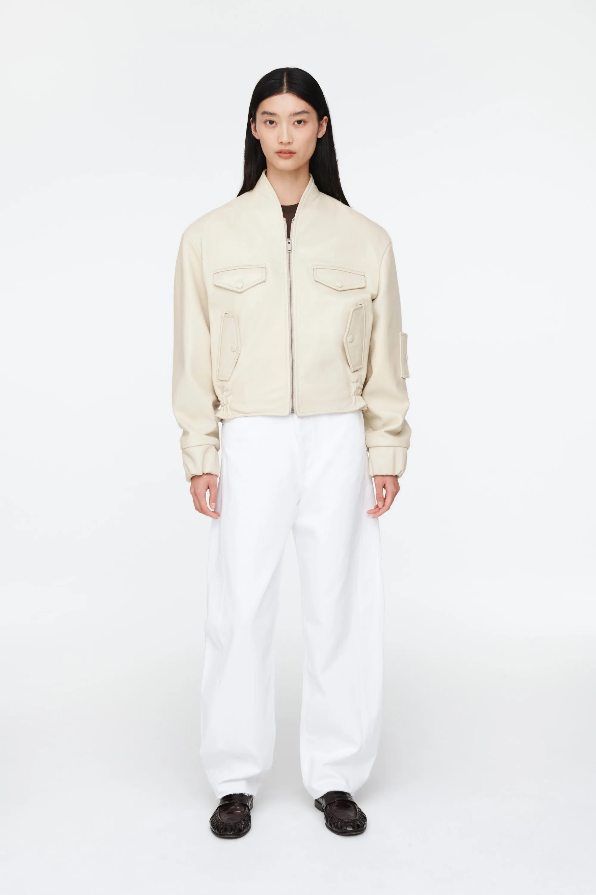 Frankie Leather Bomber sold by DUCIE