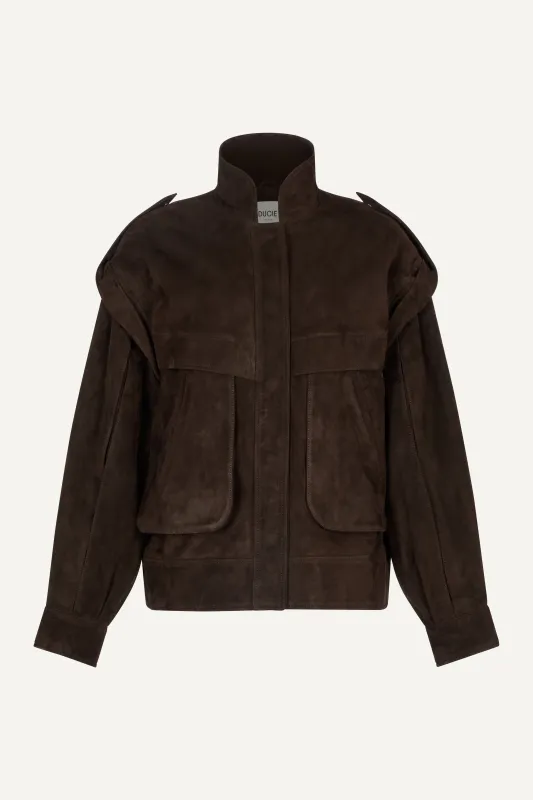 Frida Suede Bomber sold by DUCIE