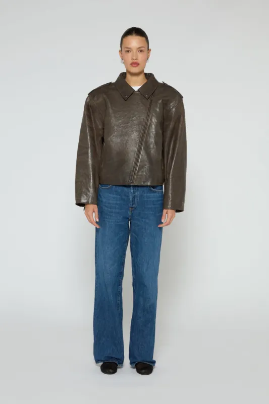Roma Distressed Leather Jacket sold by DUCIE