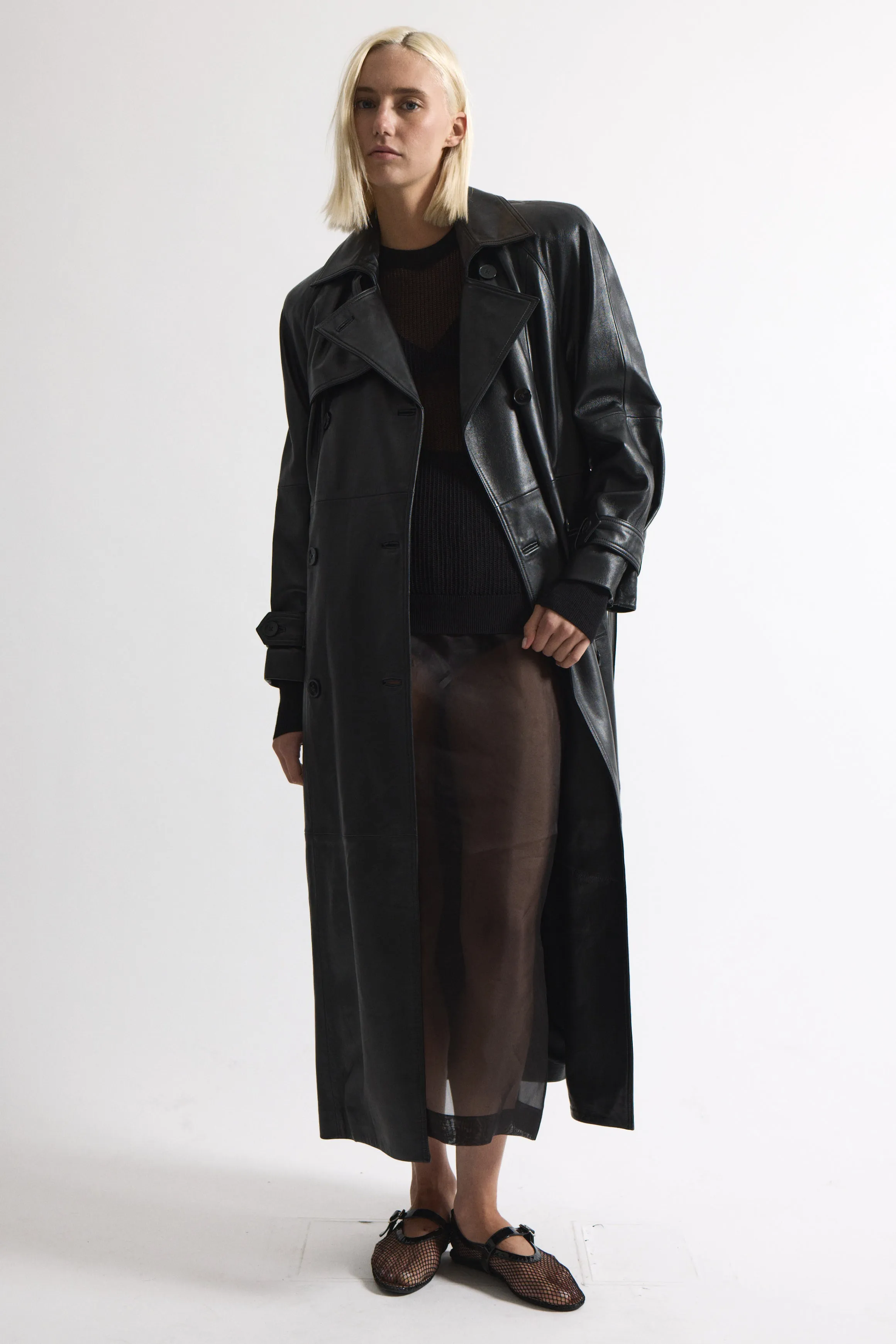 Corrin Leather Trench sold by DUCIE