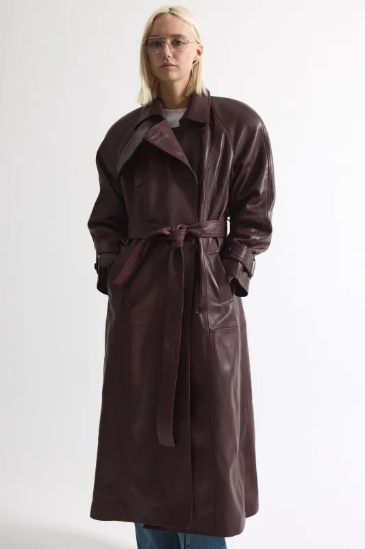 Corrin Leather Trench sold by DUCIE
