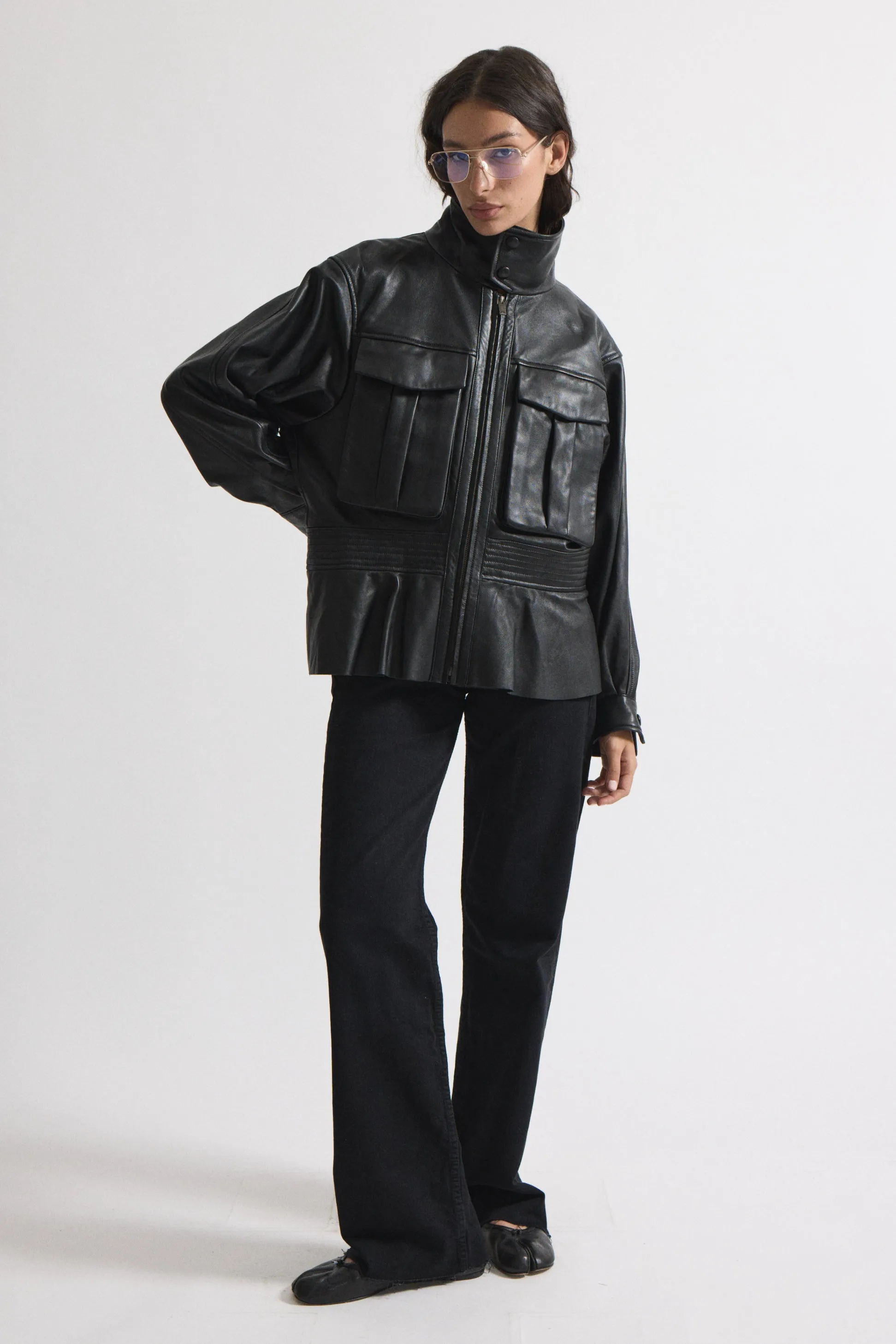 Hazel Leather Jacket sold by DUCIE