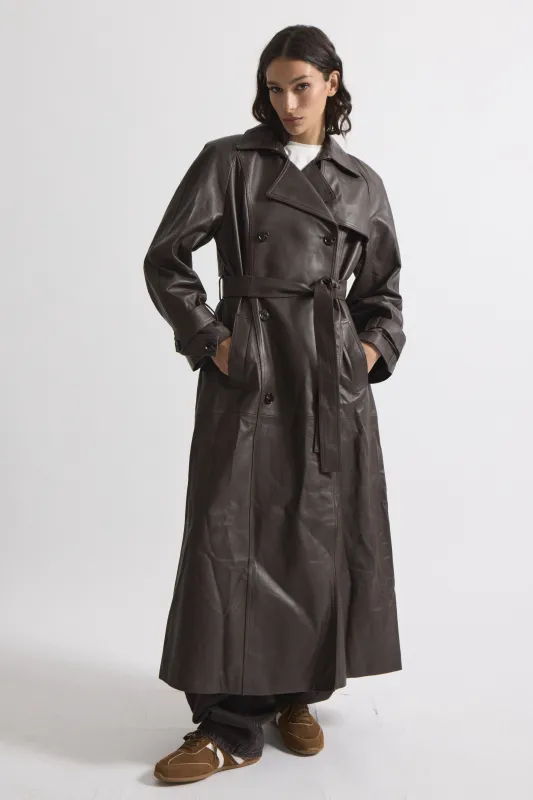 Corrin Leather Trench sold by DUCIE